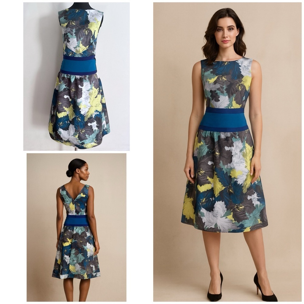 EUC ERDEM Kenya Flower Floral Jacquard Authenic Designer Midi Dress US 6